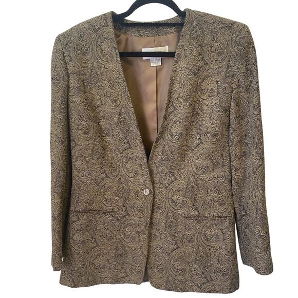 Vintage80s Liz Claiborne Collection Women8 Blazer Jacket Paisley Preppy Academia - Picture 1 of 9